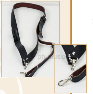 Bandolier with carabiner - made of real, black leather