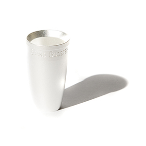 Brand Booster for trumpet mouthpieces in shiny silver