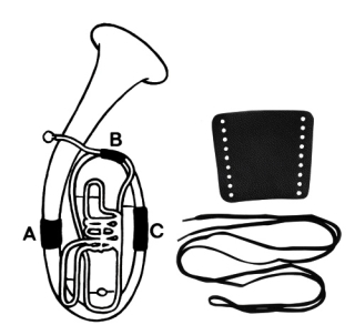Hand protection for tenor horn leather with cord part A