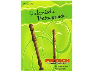Maria Zanker - 9 klassische Vortragsstücke: Blockflötenheft