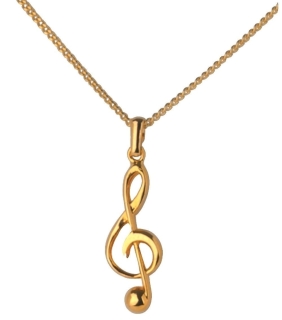 Halskette mit Violinschlüssel-Anhänger (goldfarbig)