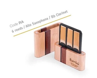 Bambú reed case for 6 Bb clarinet or 6 alto saxophone reeds, handmade from wood