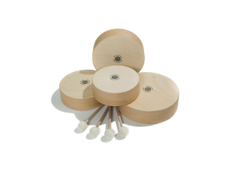 ROHEMA Holztamburin 4er Set, Ø 15, 17, 20, 22 cm inkl. Schlägel