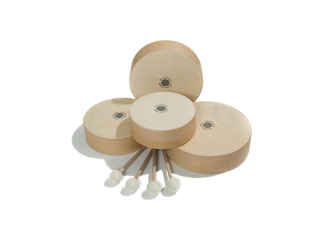 ROHEMA wooden tambourine set of 4, Ø 15, 17, 20, 22 cm including mallets