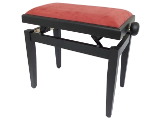 Klavierbank KB-40BKM-VWR  / Schwarz Matt, höhenverstellbar, Velour rot