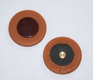 Single pad leather brown with plastic reso. for saxophone 11 mm