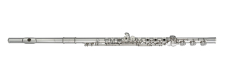 Miyazawa PB-603-REH Transverse flute ring keys with B-foot, Partial Brögger model, solid silver body, soldered tone holes