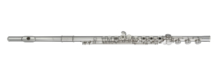 Miyazawa PB-603-RE Transverse flute ring keys with C-foot, Partial Brögger model, solid silver body, soldered tone holes