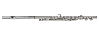 Miyazawa PB-603-E transverse flute closed keys with C-foot, Partial Brögger model, solid silver body, soldered tone hole