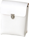 Marching music bag with strap, white, genuine leather