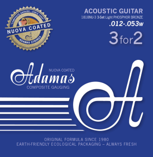 Adamas Akustik-Gitarren Nuova Phosphor Bronze Light .012 1818NU-3 beschichtet 3er Satz
