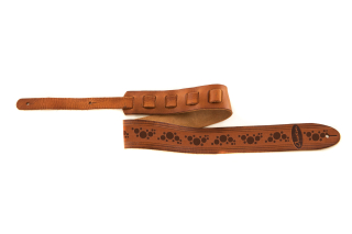 Ovation Guitar Strap Premium Leather Wet Sand “Multi-Soundhole” Motif